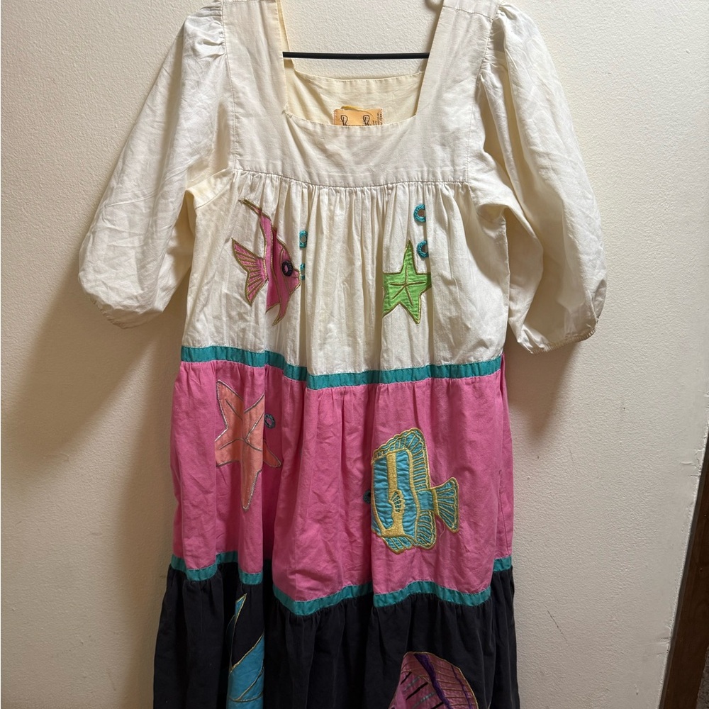 Vintage Ramona Rull Dress with fish and tropical design-needs‎ adjustments